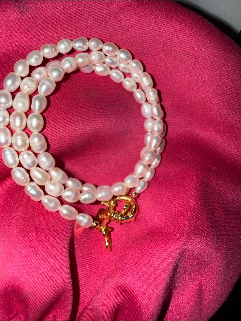 Freshwater Pearl Wrap Necklace with Gold Toggle